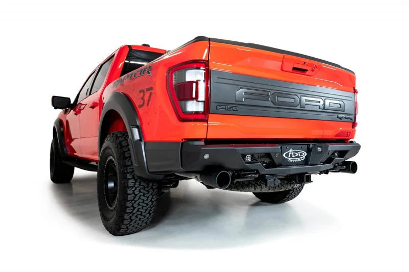 Addictive Desert Designs 2022+ Ford Raptor Stealth Fighter R Bumper w/ 2 Cube Lights - Hammer Black - Image 2