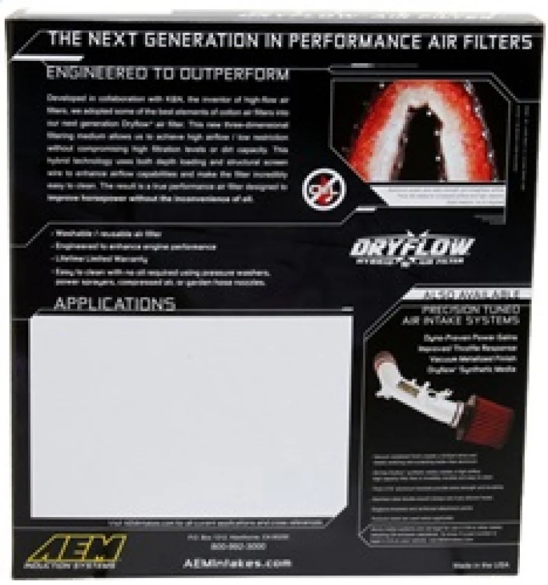 AEM 08-10 F150/250/350 / 07-10 Expedition 10.5in O/S L x 9.875in O/S W x 2.188in H DryFlow Filter - Image 5