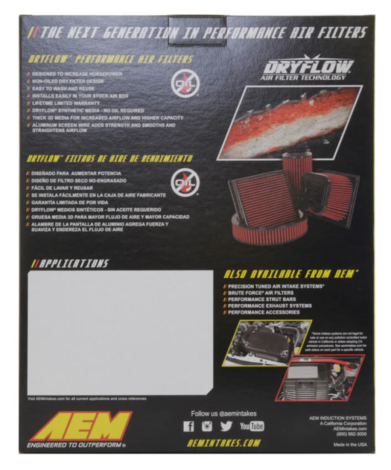 AEM 10-19 Toyota 4 Runner V6-4.0L F/I DryFlow Filter - Image 11
