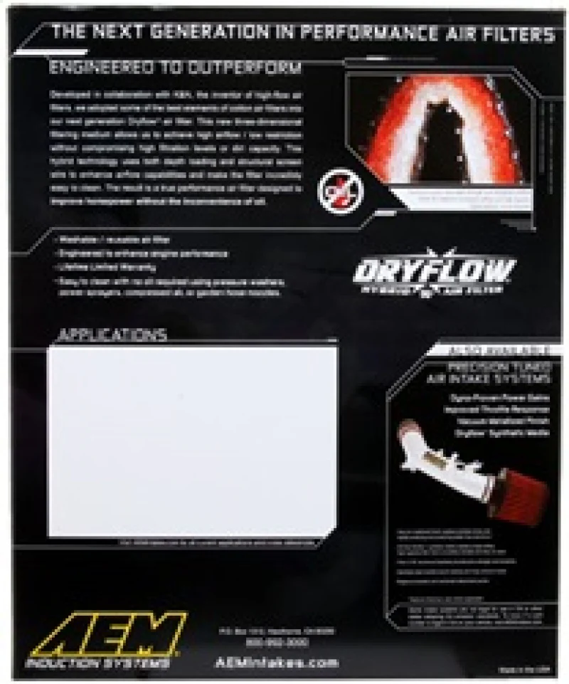 AEM 11 Dodge Challenger/Charger/300C 14.438in O/S L x 9.125in O/S W x 1.75in H DryFlow Air Filter - Image 7