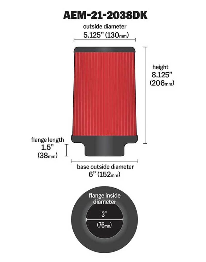 AEM 3 in Short Neck 8 in Element Filter - Image 14