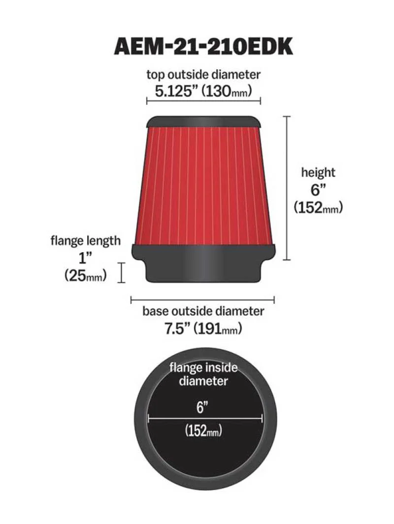 AEM Dryflow 6in. X 6in. Round Tapered Air Filter - Image 6