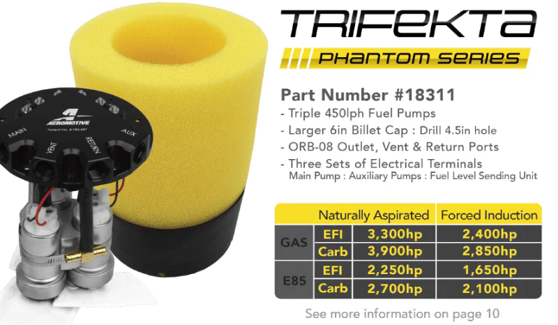 Aeromotive Fuel Pump - Phantom Trifekta Universal In-Tank - 450lph - 6-10in Depth - Image 7