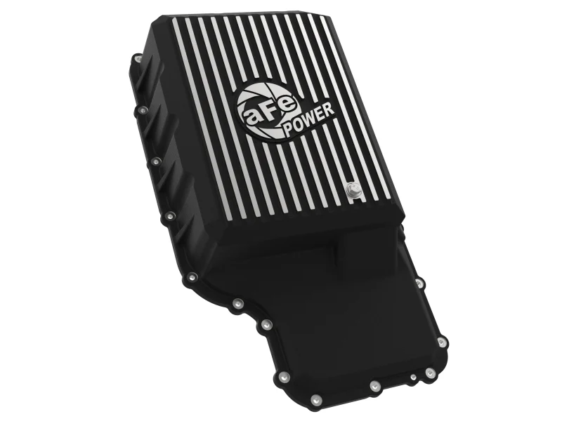 aFe 20-21 Ford Truck w/ 10R140 Transmission Pan Black POWER Street Series w/ Machined Fins - Image 2