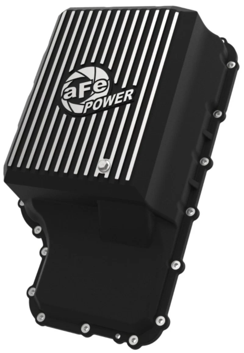 aFe 20-21 Ford Truck w/ 10R140 Transmission Pan Black POWER Street Series w/ Machined Fins - Image 4