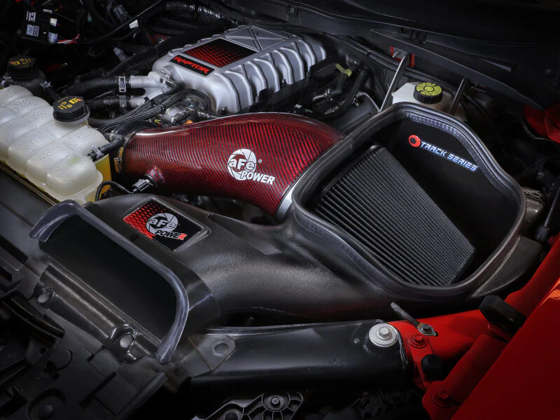 aFe 23-24 Ford F150 Raptor R Supercharged Red Carbon Track Series Air Intake w/ P5R Filter (MOQ 24) - Image 2