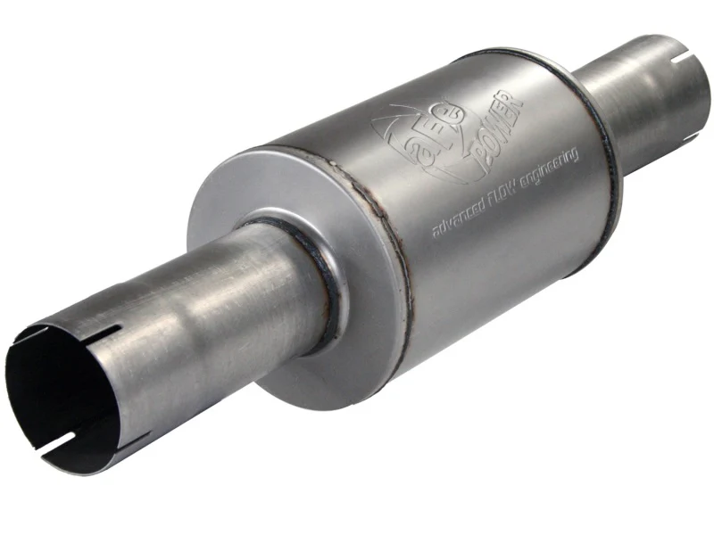 aFe Atlas Exhausts Mufflers Al Steel EXH Muffler 4 ID In/Out 8 Dia x 12L AL - Image 2