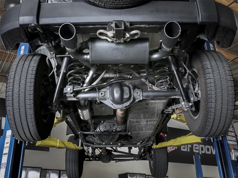 aFe Rebel Series 2.5in 409 SS Cat-Back Exhaust w/ Black Tips 2007+ Jeep Wrangler (JK) V6 3.6L/3.8L - Image 3