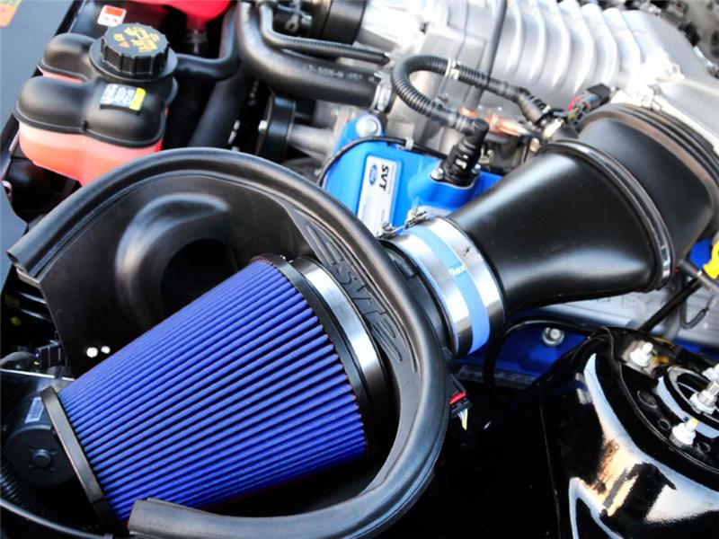 Airaid 10-14 Ford Mustang Shelby 5.4L Supercharged Direct Replacement Filter - Dry / Blue Media - Image 3