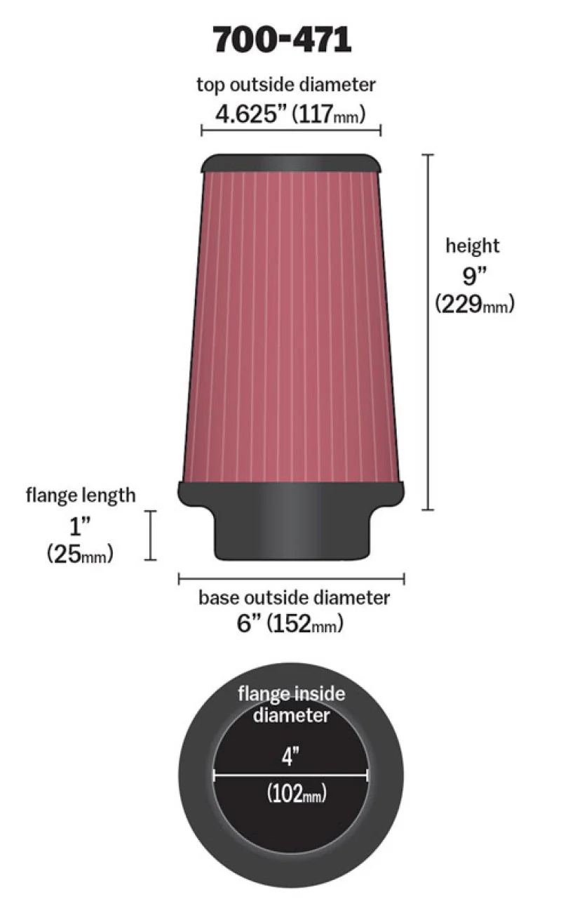 Airaid Universal Air Filter - Cone 4 x 6 x 4 5/8 x 9 w/ Short Flange - Image 6