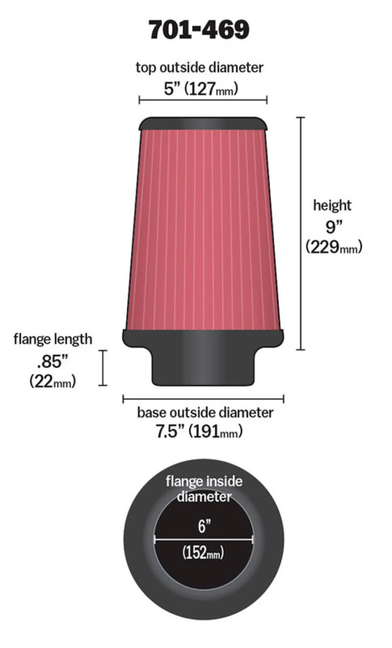 Airaid Universal Air Filter - Cone 6 x 7 1/4 x 5 x 9 - Image 11