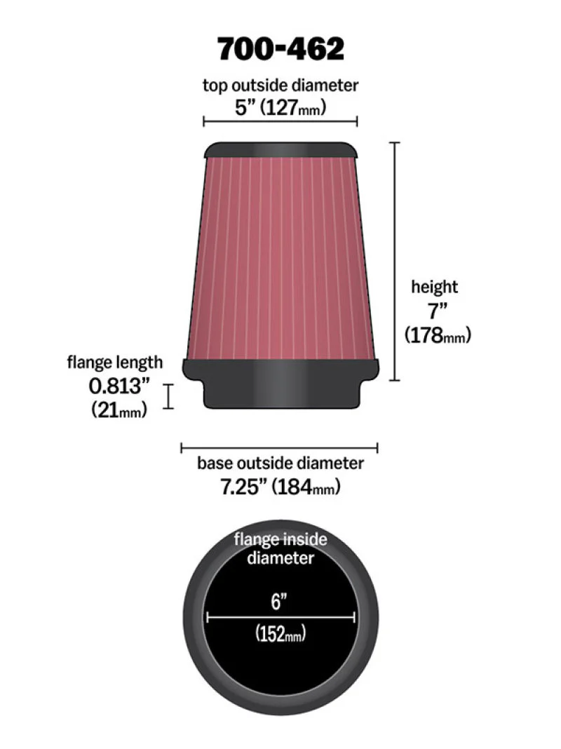 Airaid Universal Air Filter - Cone 6 x 7-1/4 x 5 x 7 - Image 14