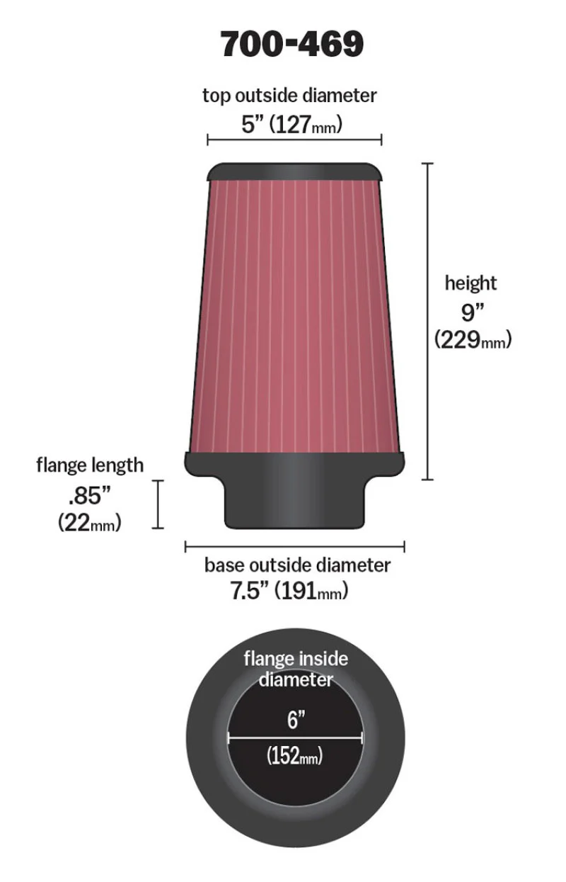 Airaid Universal Air Filter - Cone 6 x 7 1/4 x 5 x 9 - Image 6