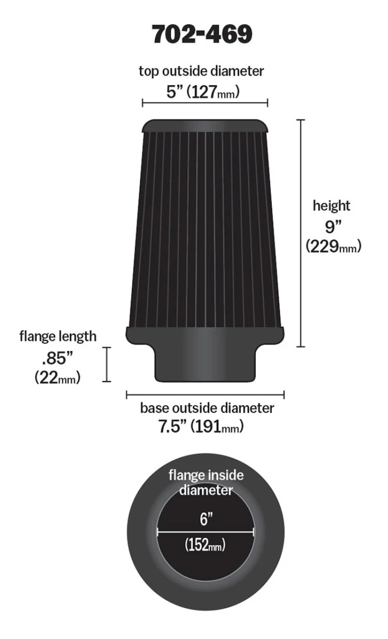 Airaid Universal Air Filter - Cone 6 x 7 1/4 x 5 x 9 - Blue SynthaMax - Image 15