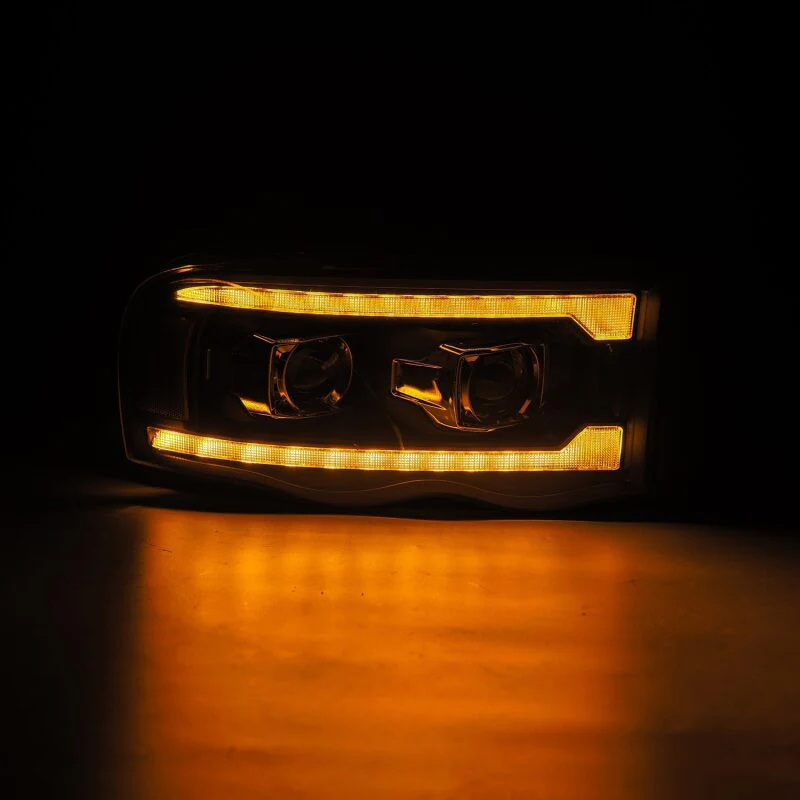 AlphaRex 02-05 Dodge Ram 1500 LUXX LED Proj Headlights Plank Style Black w/Activ Light/Seq Signal - Image 3