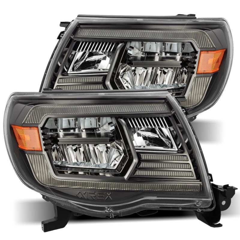 AlphaRex 05-11 Toyota Tacoma LUXX Crystal Headlights Plank Style Alpha Black w/Activation Light/DRL - Image 2