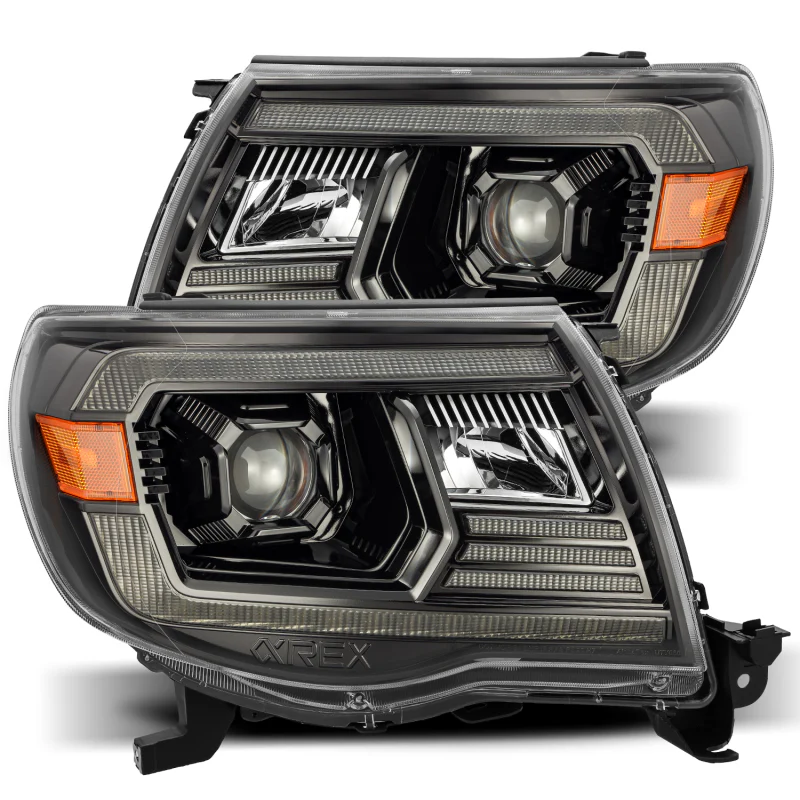 AlphaRex 05-11 Toyota Tacoma PRO-Series Projector Headlights Plank Style Design Alpha Black w/DRL - Image 2
