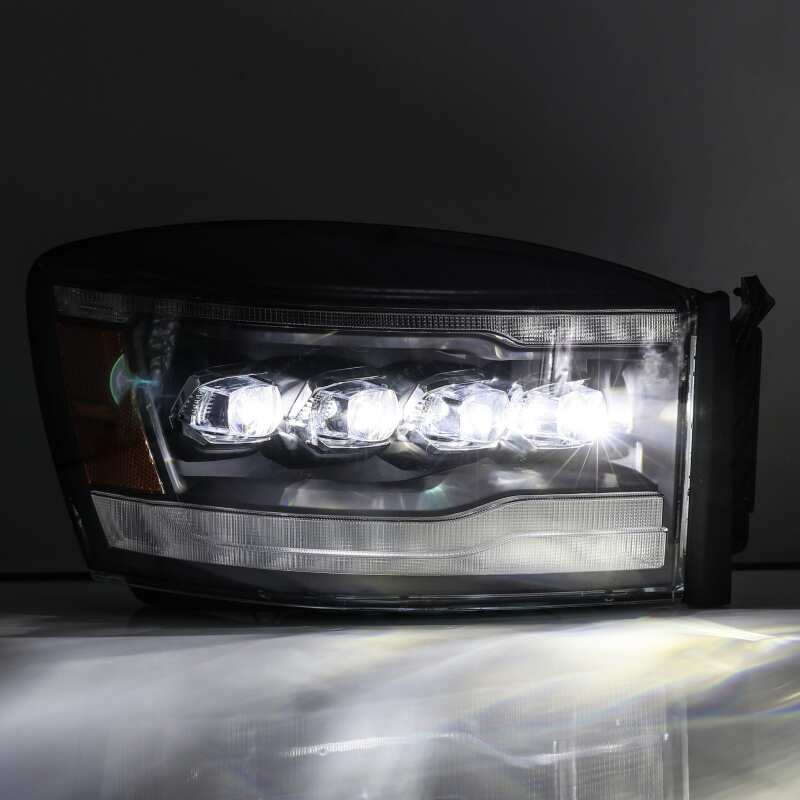 AlphaRex 06-08 Dodge Ram 1500HD NOVA LED ProjHeadlights Plank Style Blk w/Seq Signal/DRL/Amber LED - Image 4