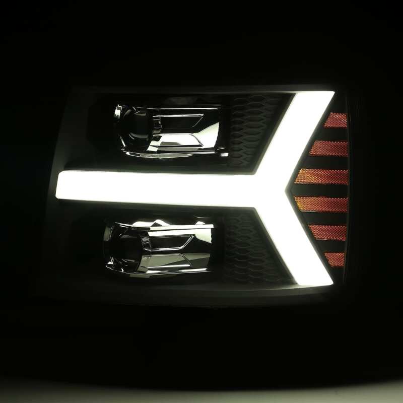 AlphaRex 07-13 Chevy 1500 LUXX LED Proj Headlights Plank Style Jet Blk w/ Activ Light/Seq Signal/DRL - Image 5