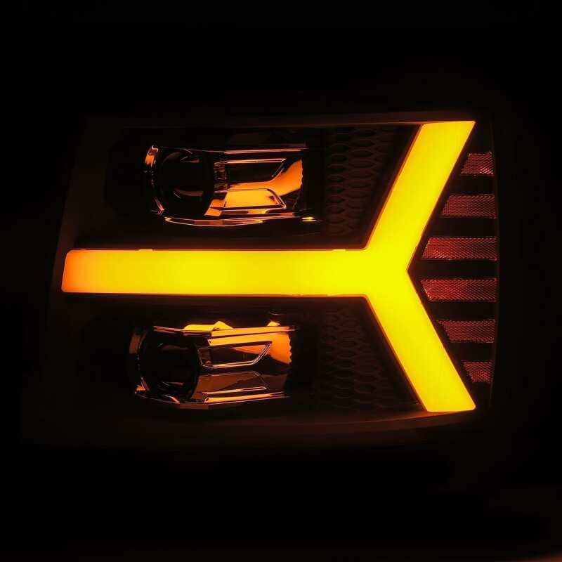 AlphaRex 07-13 Chevy 1500 LUXX LED Proj Headlights Plank Style Jet Blk w/ Activ Light/Seq Signal/DRL - Image 7