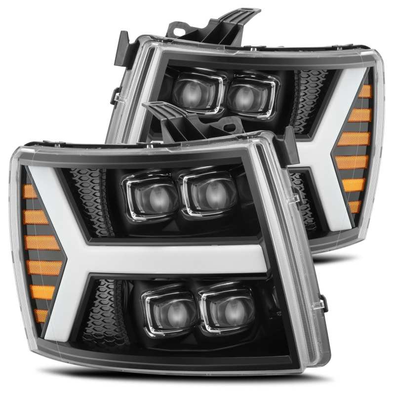 AlphaRex 07-13 Chevy 1500HD(NewBody) NOVA LED Proj Headlight Plank Sty Glos Blk w/Activ Lite/Seq Sig - Image 2