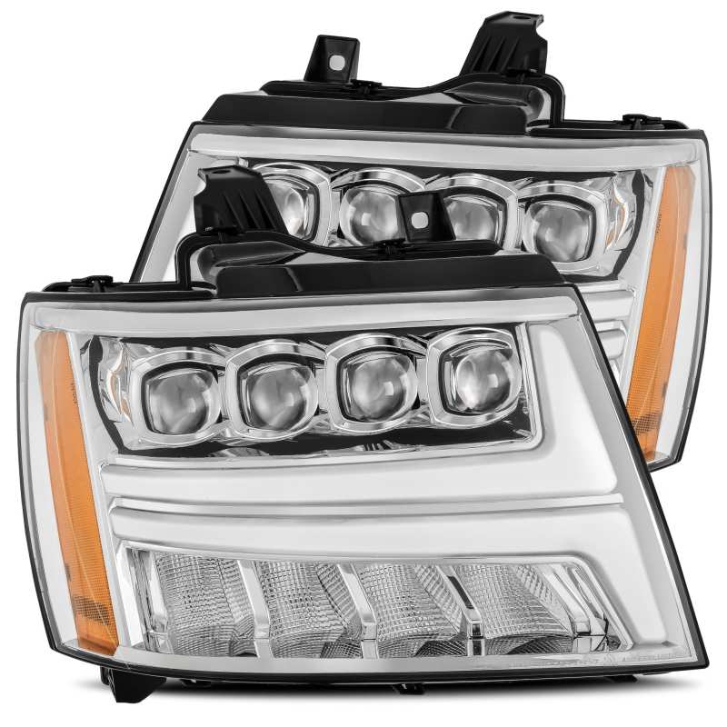 AlphaRex 07-13 Chevy Avalanche NOVA LED Proj Headlights Plank Style Design Chrome w/Activ Light/DRL - Image 2