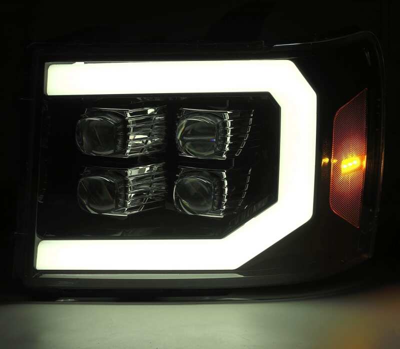 AlphaRex 07-13 GMC 1500HD NOVA LED Proj Headlights Plank - Jet Black w/Activ Light/Seq Signal/DRL - Image 4