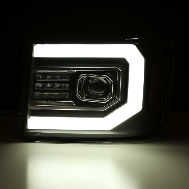 AlphaRex 07-13 GMC 1500HD PRO-Series Proj Headlights Plank Style Matte Blk w/Activ Light/Seq Signal - Image 6
