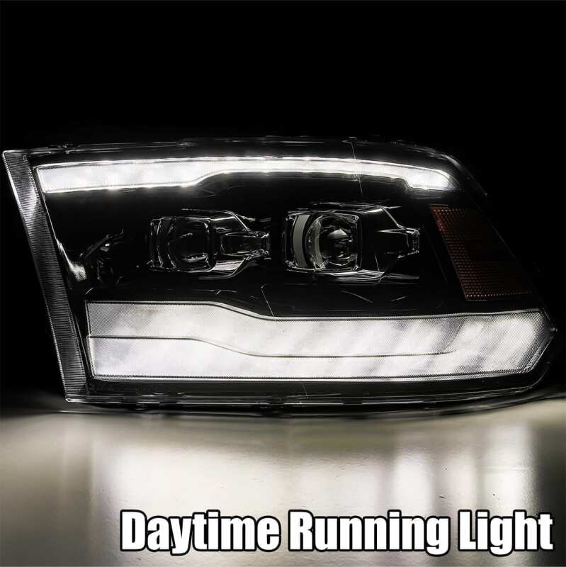 AlphaRex 09-18 Dodge Ram 1500HD PRO-Series Proj Headlights Plank Style Black w/Seq Signal/Smoked DRL - Image 3