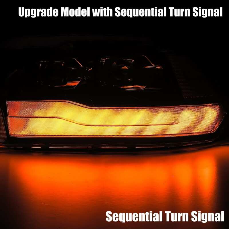 AlphaRex 09-18 Dodge Ram 1500HD PRO-Series Projector Headlights Plank Style Black w/Seq Signal/DRL - Image 5