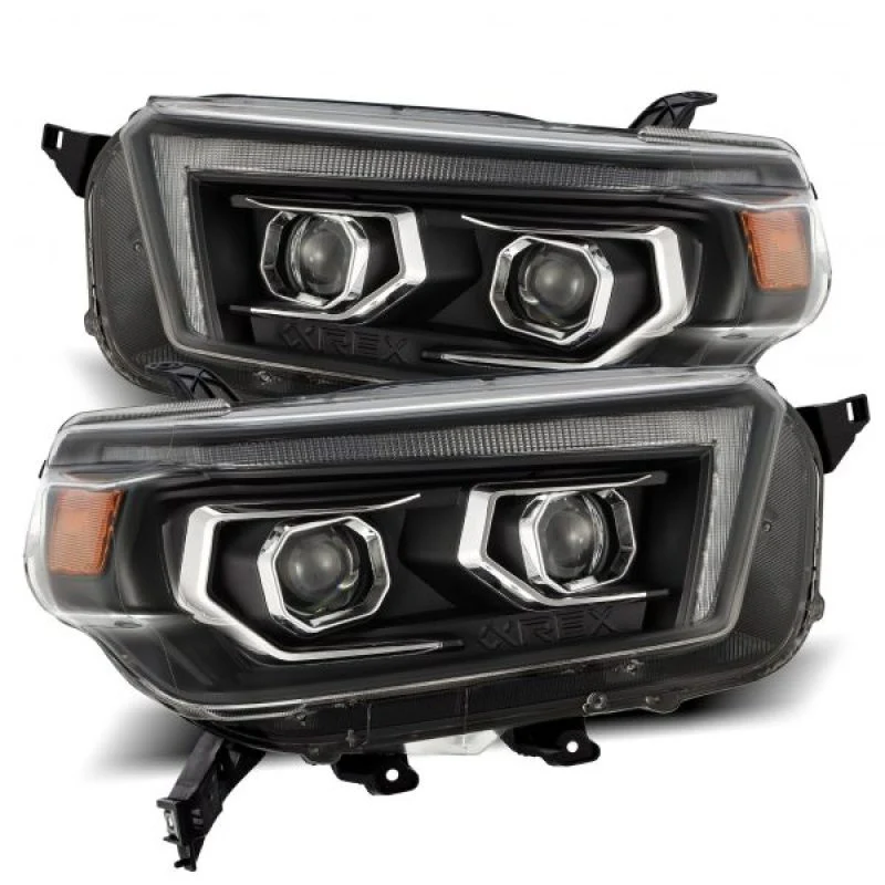 AlphaRex 10-13 Toyota 4Runner PRO-Series Projector Headlights Plank Style Black w/Seq Signal/DRL - Image 6