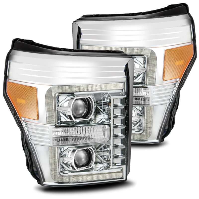 AlphaRex 11-16 Ford F-250 SD PRO-Series Projector Headlights Plank Style Design Chrome w/Seq Signal - Image 2