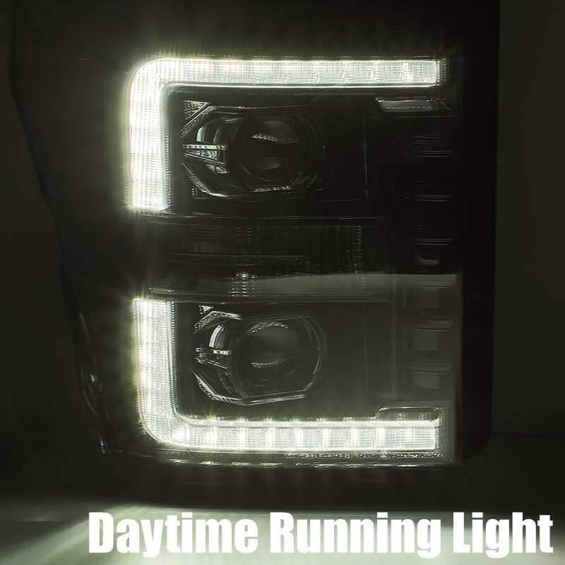 AlphaRex 11-16 Ford F-350 SD LUXX LED Proj Headlights Plank Style Alpha Blk w/Activ Light/Seq Signal - Image 3