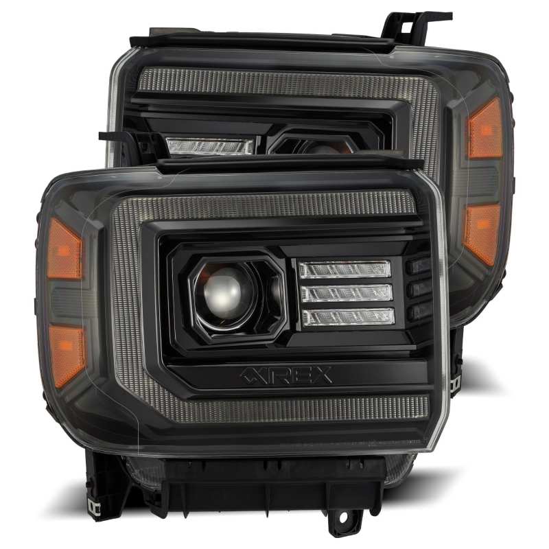 AlphaRex 14-18 GMC Sierra LUXX LED Proj Headlights Plnk Style Alpha Blk w/Activ Light/Seq Signal/DRL - Image 5