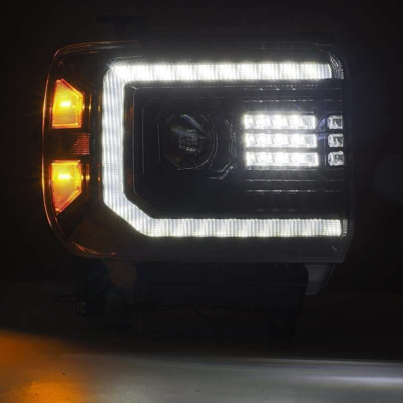 AlphaRex 14-18 GMC Sierra LUXX LED Proj Headlights Plnk Style Alpha Blk w/Activ Light/Seq Signal/DRL - Image 6