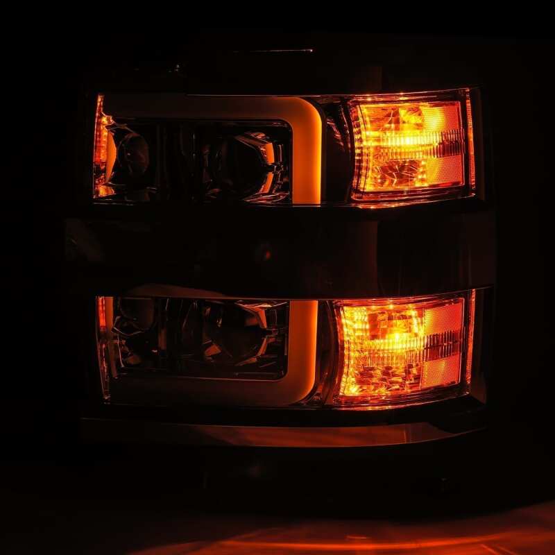 AlphaRex 15-19 Chevy 2500HD PRO-Series Proj Headlights Plank Style Blk w/Activ Light/Seq Signal/DRL - Image 2