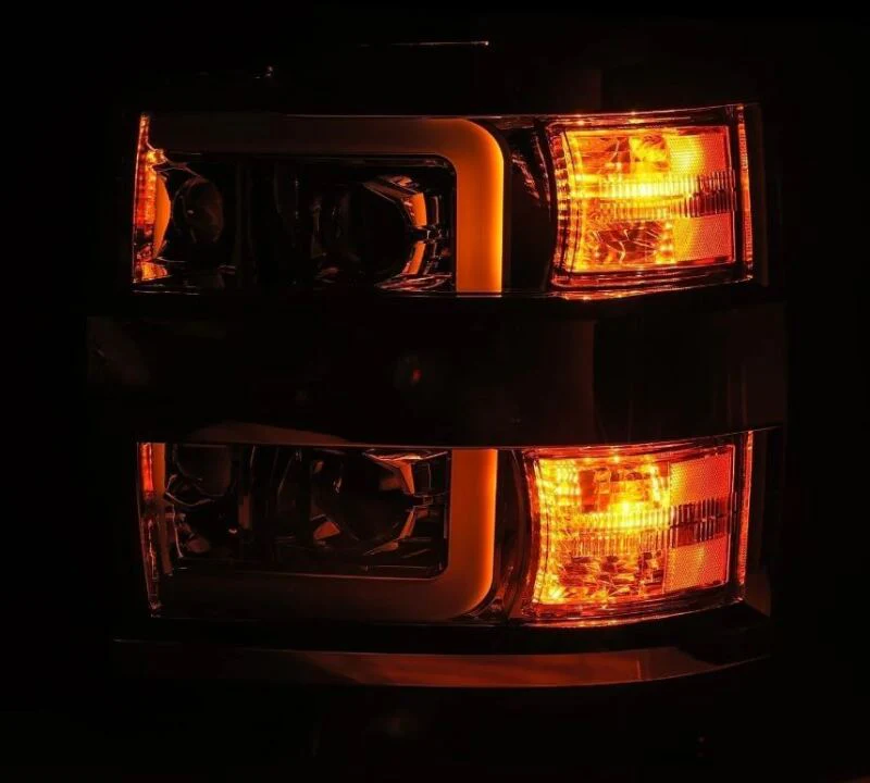 AlphaRex 15-19 Chevy Silverado 2500/3500 LUXX-Series Proj. Headlights Blk w/Actv SeqSig & SBDRL - Image 2