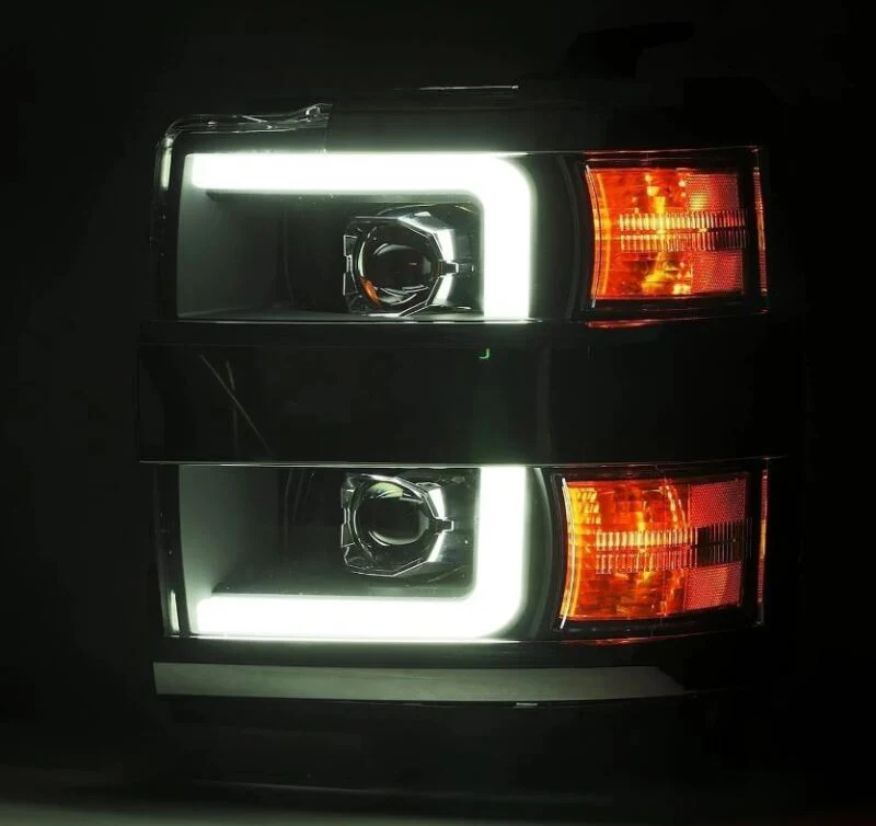 AlphaRex 15-19 Chevy Silverado 2500/3500 LUXX-Series Proj. Headlights Blk w/Actv SeqSig & SBDRL - Image 4