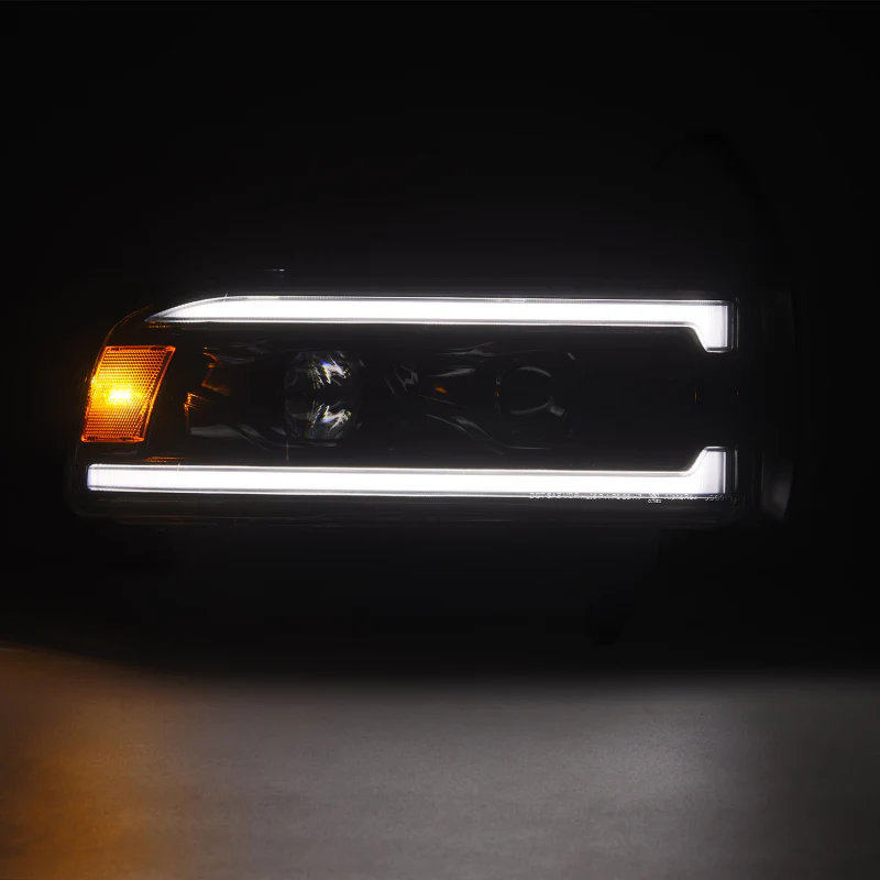 AlphaRex 94-01 RAM 1500 LUXX LED Proj Headlights Alpha-Blk w/Activ Light/Seq Signal/SB DRL