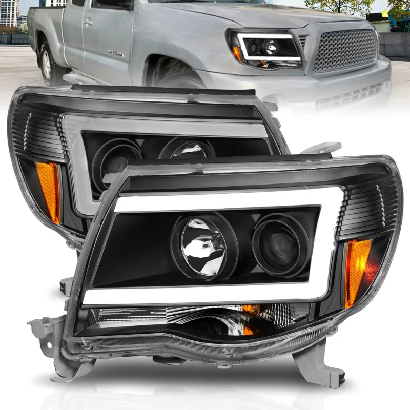 ANZO 05-09 Toyota Tacoma Projector Light Bar Style Headlights w/ C Light Bar - Image 2