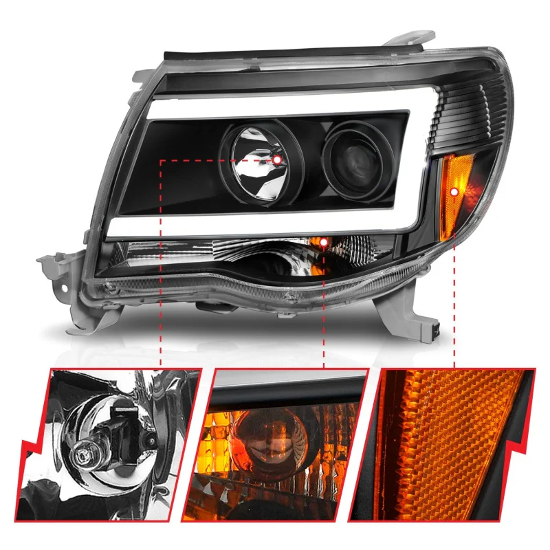 ANZO 05-09 Toyota Tacoma Projector Light Bar Style Headlights w/ C Light Bar - Image 9