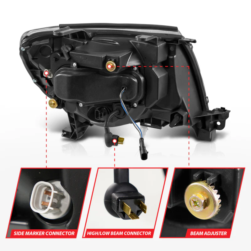 ANZO 05-11 Toyota Tacoma Full LED Projector Headlights White DRL/Init/SeqSig Black - Pair - Image 3