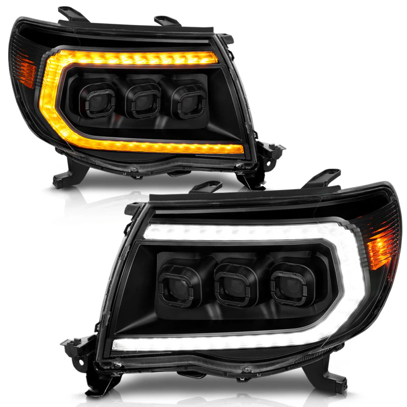 ANZO 05-11 Toyota Tacoma Full LED Projector Headlights White DRL/Init/SeqSig Black - Pair - Image 5