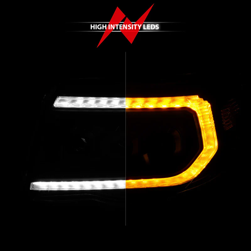ANZO 05-11 Toyota Tacoma Full LED Projector Headlights White DRL/Init/SeqSig Black - Pair - Image 6