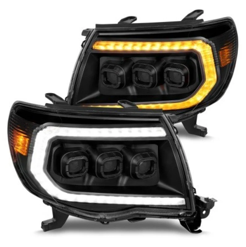 ANZO 05-11 Toyota Tacoma Full LED Projector Headlights White DRL/Init/SeqSig Black - Pair - Image 7