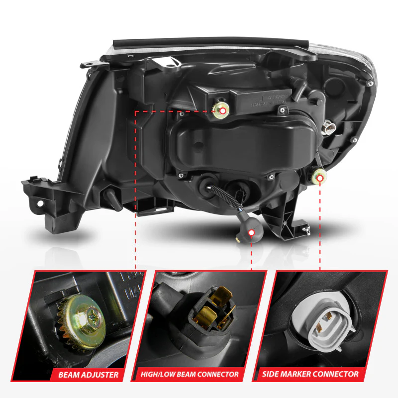 ANZO 05-11 Toyota Tacoma Projector Headlights w/Light Bar Switchback Black Housing - Image 5