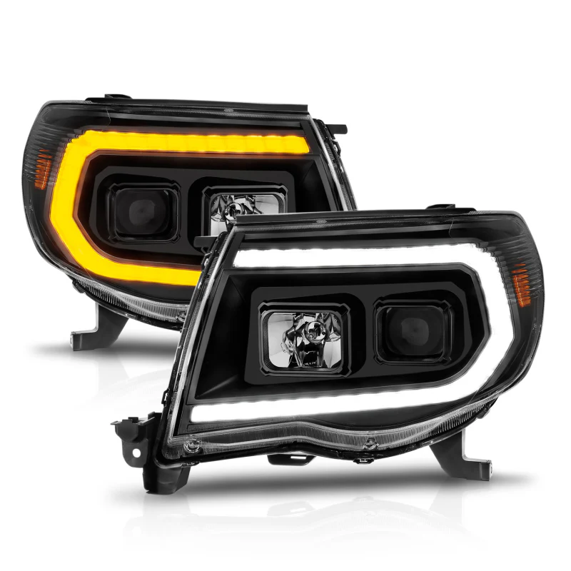ANZO 05-11 Toyota Tacoma Projector Headlights w/Light Bar Switchback Black Housing - Image 9