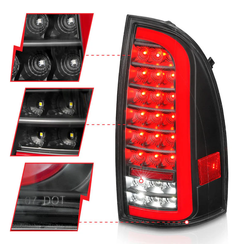 ANZO 05-15 Toyota Tacoma Full LED Tail Lights w/Light Bar Sequential Black Housing Clear Lens - Image 8
