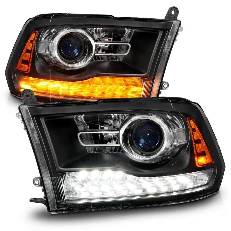 ANZO 09-18 Dodge Ram 1500/2500/3500 LED Plank Style Headlights Switchback + Sequential - Matte Black - Image 13