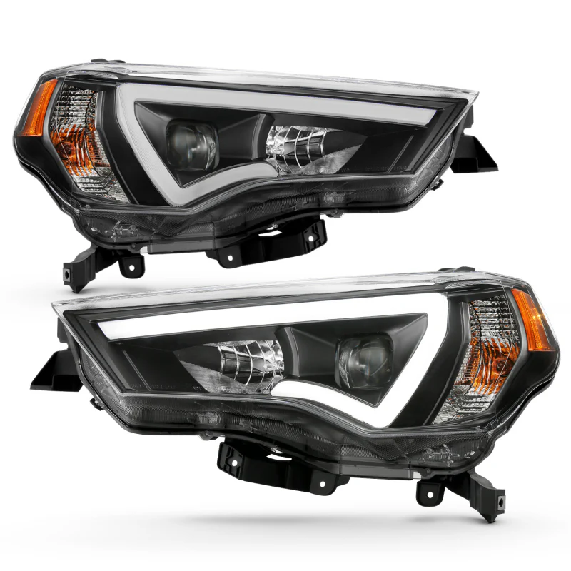 ANZO 14-18 Toyota 4 Runner Plank Style Projector Headlights Black w/ Amber - Image 2